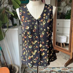 Cabi black floral blouse